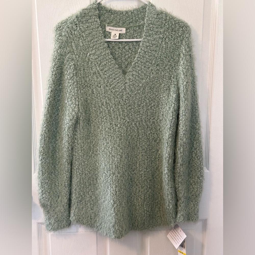 Skye's the Limit Mint Green V-Neck Sweater